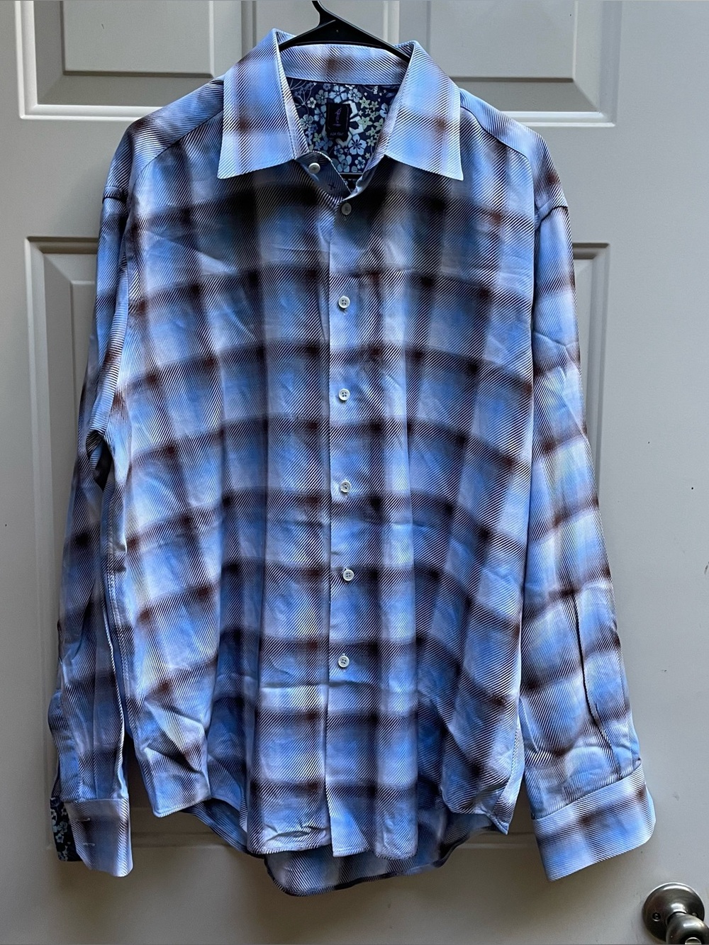 1 Like No Other Blue Plaid Long Sleeve Button-Front Shirt Men XL EUC